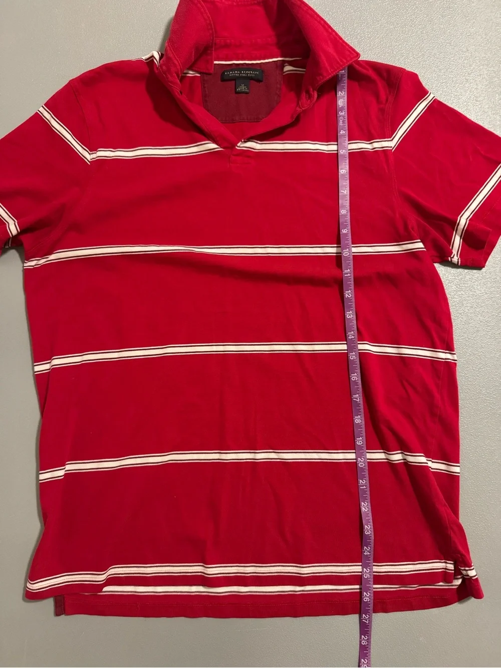 Banana Republic Red 100% Cotton Polo with White Stripes Size M